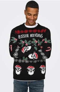 Only & Sons Strickpullover ONSXMAS REG ALLOVER CREW KNIT schwarz