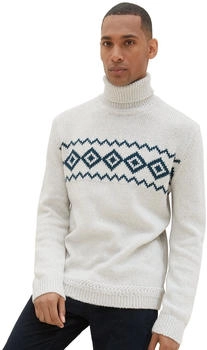 Tom Tailor Strickpullover Jaquard-Muster vintage beige twotone