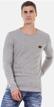Cipo & Baxx Pullover Zopfmuster CP240 lightgrey