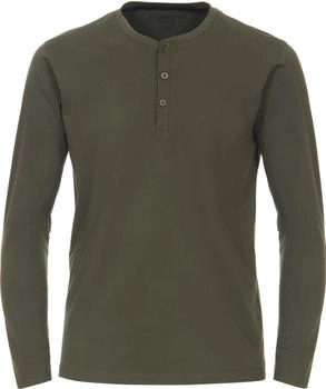 Redmond Casual Henley Shirt Langarm Knopfleiste Regular Fit baumwolle jersey grün