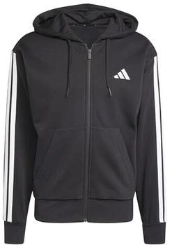 Adidas Essential Three Stripes Fleece Zipper Hoodie schwarz weiß