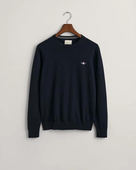 GANT Classic Rundhalspullover aus Baumwolle Evening Blue XXXL