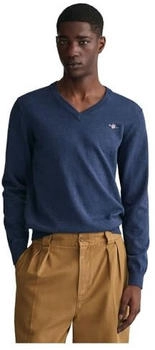 GANT Classic V-Neck Pullover aus Baumwolle (8030562) DK Jeansblue Melange 4XL