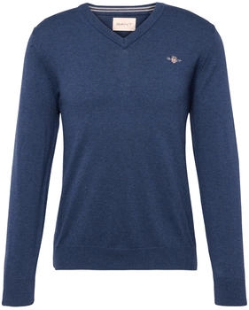 GANT Classic V-Neck Pullover aus Baumwolle (8030562) DK Jeansblue Melange L