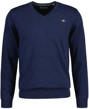 GANT Classic V-Neck Pullover aus Baumwolle (8030562) DK Jeansblue Melange XL