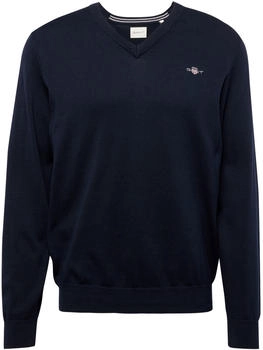 GANT Classic V-Neck Pullover aus Baumwolle (8030562) Evening Blue XL GANT Classic V-Neck Pullover aus Baumwolle (8030562) Evening Blue XL