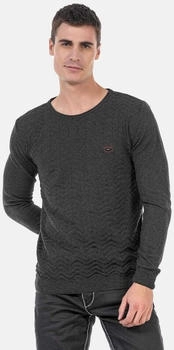 Cipo & Baxx Pullover Zopfmuster CP240 anthrazit