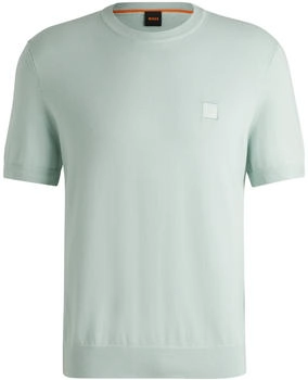 Hugo Boss Gestricktes Regular-Fit T-Shirt aus Baumwolle und Kaschmir - Style Kanache 50538267 Hellblau Hugo Boss Gestricktes Regular-Fit T-Shirt aus Baumwolle und Kaschmir - Style Kanache 50538267 Hellblau