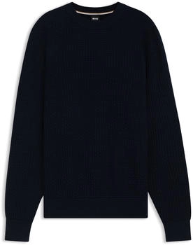 Hugo Boss Pullover aus Baumwolle mit verschiedenen Strukturen - Style H-Imberto 50545283 Dunkelblau