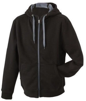 James & Nicholson Doubleface Jacke Sweatjacke Kapuze black-carbon JN355