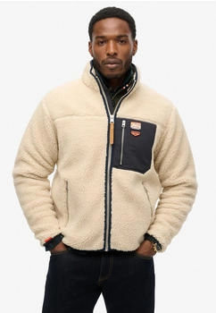 Superdry Vintage Retro-Fleecejacke hellbeige weiß