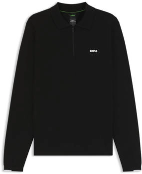 Hugo Boss Regular-Fit Pullover aus Baumwolle mit Troyerkragen - Style KN_Ever-X PL 50551688 Schwarz