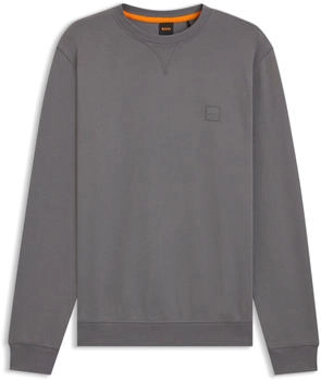Hugo Boss Regular-Fit Sweatshirt aus Baumwoll-Terry mit Logo-Aufn&auml;her - Style Westart 50509323 Grau