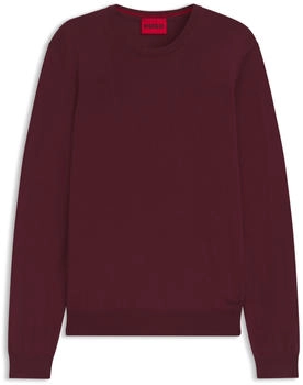 HUGO Pullover aus Schurwolle mit Logo-Stickerei - Style San Cedric-M1 50476832 Dunkelrot