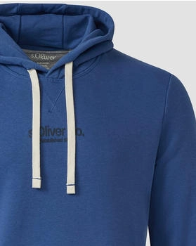 s.Oliver Kapuzenpullover aus Baumwollmix mit Label-Print blau 2169153.55D1.