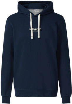 s.Oliver Kapuzenpullover aus Baumwollmix mit Label-Print blau 2169153.59D1.