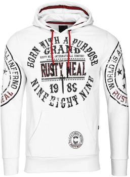 Rusty Neal Kapuzensweatshirt coolen Markenprints weiß schwarz