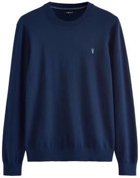 Next Fashion Rundhalspullover Hirsch-Logo navy blau