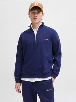 Jack & Jones Troyer-Kragen Sweatshirt Label-Stitching dunkelblau