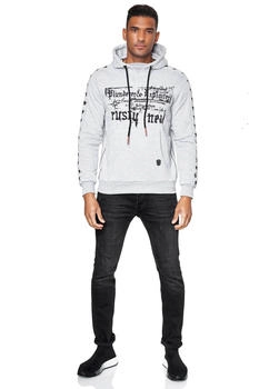 Rusty Neal Kapuzensweatshirt plakativem Frontprint grau schwarz