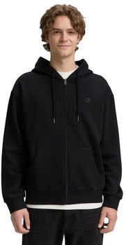 Tom Tailor Denim Hoodie Sweatjacke Logo-Print schwarz