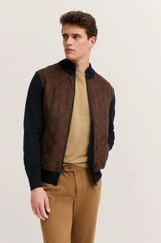 Bugatti Strickjacke Regular Fit Velour-Front Stehkragen