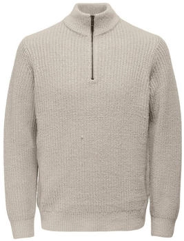 Only & Sons Troyer Onsrolf reg half zip neck knit beige silver lining