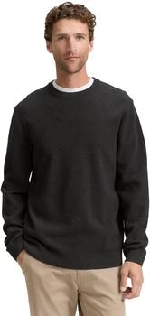 Tom Tailor Strickpullover Bündchen schwarz grau meliert