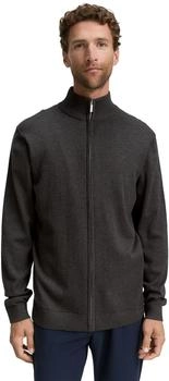 Tom Tailor Strickjacke Logo Stickerei black grey melange