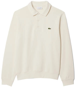 Lacoste Sweatshirt gerippte Baumwolle Polokragen beige