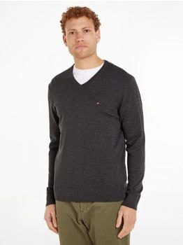 Tommy Hilfiger Essential Cotton V-Ausschnitt Pullover Dark Grey Heather