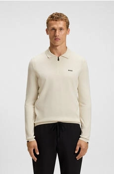 Hugo Boss Regular-Fit Baumwoll-Pullover mit Polokragen Style KN_Ever-X PL 50551688 Natur