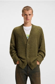 HUGO Oversized Strickjacke aus Bouclé-Strick Style Sonou 50548855 Olive