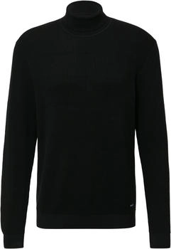 s.Oliver Rollkragen-Strickpullover aus reiner Baumwolle schwarz 2170234.9999.