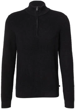 s.Oliver Baumwoll-Pullover mit Struktur und Troyer-Kragen schwarz 2168815.9999.
