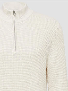 s.Oliver Baumwoll-Pullover mit Struktur und Troyer-Kragen Beige 2168815.9000.