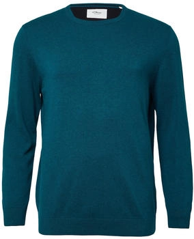 s.Oliver Baumwollpullover mit Logo-Stickerei Blau 2174101.69W0.