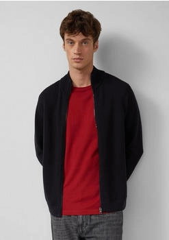 s.Oliver Baumwoll-Strickjacke mit Stehkragen und Logo-Patch schwarz 2170245.9999.