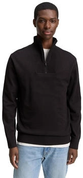 Tom Tailor Denim Troyer Strickpullover aus Baumwolle night watch black
