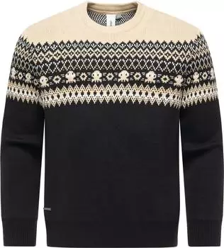 Ragwear norwen norweger strickpullover schwarz