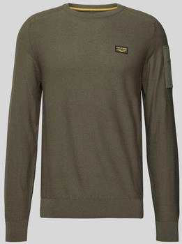 PME Legend Strickpullover Label-Detail oliv schwarz