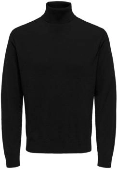 Only & Sons Stehkragenpullover 'ONSLOUI REG MEL ROLL KNIT NOOS' schwarz