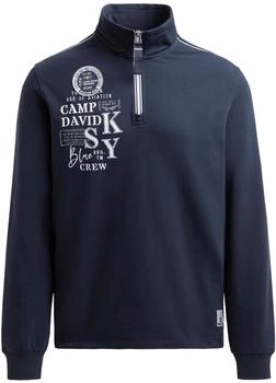 Camp David Troyer-Sweatshirt Zipper und Artworks blau