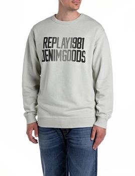 Replay Sweatshirt Frontprint light mint melange