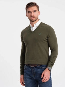 Ombre Klassischer Herren Pullover mit V-Ausschnitt (343542) dunkeloliv/grün
