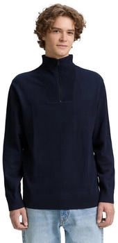 Tom Tailor Denim Pullover mit Troyer-Ausschnitt dunkelblau