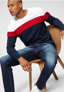 H.I.S Jeans Rundhals-Pullover in leichter Strickqualität (32151403) dunkelblau/rot/weiß