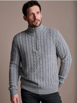Lerros Troyer mit Zopfmuster aus Woll-Kaschmir-Mix (25N5463) platinum grey melange
