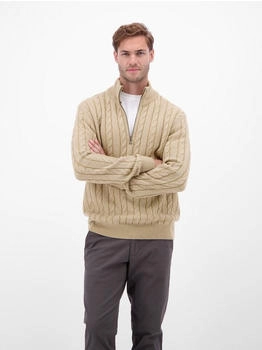 Lerros Troyer mit Zopfmuster aus Woll-Kaschmir-Mix (25N5463) tender beige melange
