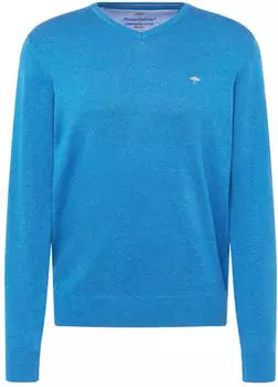 Fynch-Hatton Pullover mit V-Ausschnitt royalblau/grau